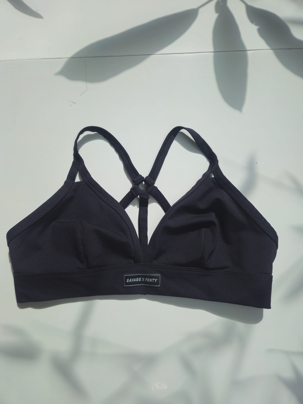 Savage X Fenty Dark Purple Strappy V-Neck Sports Bra XL (RUNS SMALL / FITS M-L)